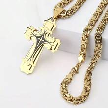 Kalung Salib Gotik Tebal Eropa dan Amerika untuk Pria, Liontin Rantai Bizantium Tebal Gaya Hip-Hop, Aksesori Streetwear - Salib Kekaisaran B - View 2