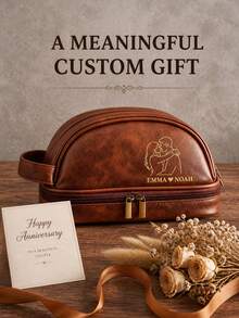 Personalized Couple Travel Organizer Bag, Custom Name & Line Art, Dual‑Layer Travel Pouch For Anniversary Wedding Gift - Multicolor - View 9