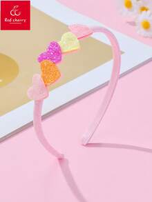 1 Pieza Cinta Para El Pelo De Plástico Decorada Con Corazones De Brillo Coloridos Linda Para Niñas, Para Decoración Diaria - Multicolor - Ver 1