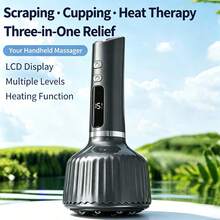 ALUSHEE 3-In-1 Electric Cupping Scraping Massage Device, Rechargeable Heating, Red Light Magnetic Bead Rolling Massage, LCD Display, Handheld Body Massager, Suitable For Back, Neck And Shoulders - Multicolor - View 3
