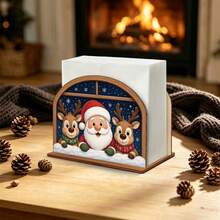 2styles Christmas Wooden Napkin Holder, Santa Claus & Winter House Pattern Desktop Tissue Storage Rack, Xmas Dining Table Centerpiece, Festive Home Party Decor, Christmas Gift - One Size - View 8