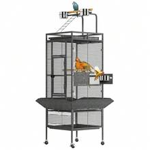 Techigher 155 Cm Wrought Iron Play Top Bird Cage With Rolling Stand, Perch & Feeder, Large Parrot Cage For Parakeets, Cockatiels, Conures, Parrots - one-size - View 7