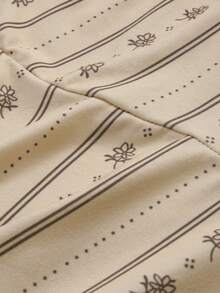 Women Casual Striped Midi Skirt Mermaid Hem For Fall Winter Travel Going Out Dating - Beige - View 9