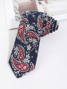 1PC Men's Fashion Paisley Pattern Hand-Tied Necktie, Suitable For Daily Wear, Outings, Parties, Weddings And Gatherings - Navy Blue - View 6