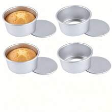 1/4/6 cái/gói Khuôn bánh mini tròn bằng nhôm 4 inch, đáy tháo rời, thiết kế dễ tách bánh, phù hợp cho đám cưới, ngày lễ và nướng bánh tại nhà, khuôn nướng bánh Giáng Sinh và Valentine - Nhiều màu - Xem 12