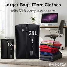 1pc Portable Reusable Vacuum Clothing Storage Bag, Built-In One-Way Air Valve No Pump Compression, Space-Saving Sealed Bag, Suitable For Carry-On Luggage, Backpack And Business Travel - A - View 2