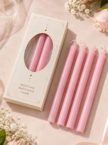 2/4PCS, Sweet Style Pink Pointed Glossy Long Rod, Scented Long Rod Candles, 0.78*9.84 Inches Pink Long Rod Candles, Suitable For Home Decoration, Tabletop Decorations, Birthday Gifts, Gift Box Set, Holiday Ornaments - Multiple Styles - View 1