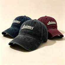 1pc Axioms Letter Embroidered Washed Baseball Cap Vintage Distressed Adjustable Casual Sun Hat Unisex Outdoor Sports Cap - Multicolor - View 3