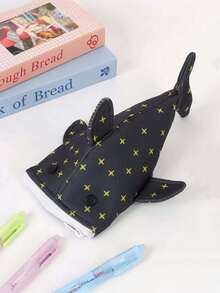 1pc Shark Pencil Case, Large Capacity Thickened Fun Animal Stationery Storage Bag, Pencil Case/Pen Holder - Style 1 - View 7