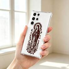 1PC Vintage Religious Prayer Figure Print, TPU Transparent Soft Shell Anti-Drop Protective Case, Four-Corner Anti-Drop Design, Suitable For Galaxy S25/S26 Plus/S24/S23/S22/S21/A55/A56/A16 And More. Perfect For Personal Use Or As A Gift. - Multicolor - View 4