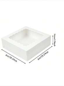 5/10/20/30 piezas Cajas de panadería 6*6*3.7 pulgadas Cajas de galletas con ventana Cajas de dulces blancas Cajas de tarta Cajas de pastelería para donas, fresas con chocolate, fiesta de cumpleaños - Blanco - Ver 2