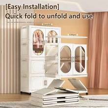 27.56 Inches Wide Multi-Specification Extra Wide Extra Tall Large Capacity New Foldable Wardrobe Home Living Room Foldable Children's Toy Storage Cabinet Multi-Layer Baby Clothes Storage Cabinet No Assembly Required - View 7