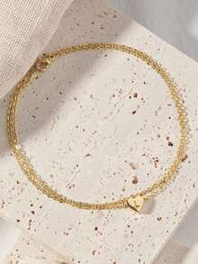 Gelang Kaki Huruf Hati dari Baja Tahan Karat Berlapis Emas - Gelang Kaki Huruf yang Dipersonalisasi, Rantai Halus, Perhiasan Nama yang Disesuaikan, Gelang Kaki Pantai Laut, Hadiah untuk Wanita - Emas - View 4