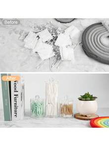 1/2/3 PiecesCotton Pad & Swab Storage Set | Bathroom Storage: Containers For Cotton Balls, Makeup Remover Pads, And Cotton Swabs - Multicolor - View 3