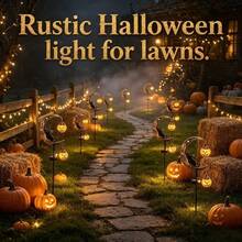 New Halloween Solar Powered Outdoor Cat Scratch Pumpkin Ground Light, Halloween Outdoor LED Moon Ground Stake Light, Warm White LED Decorative Light, Suitable For Path, Patio, Camping, RV, Garden, Wedding, Backyard, Ideal Halloween Gift - Black Cat With Double Pumpkins - View 4