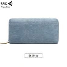 FOREVER MIYIN RFID Blocking Women Long Zip Around Wallet, Crocodile & Woven, Large Capacity Multi‑Card Slots Back & Coin Pocket, Phone‑Compatible Daily Travel - Multicolor - View 20