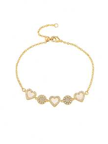 1 buah Gelang Rantai Berbentuk Hati yang Elegan dan Lucu, Dapat Diatur Ukurannya, Cocok untuk Pemakaian Sehari-hari dan Pesta Wanita - Gelang berbentuk hati - View 7