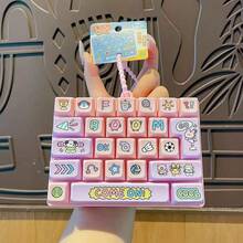 Chaodouxiong 1pc Adult Keyboard Stress Relief Fingertip Keycap Keychain, 26-In-1 Keyboard Stress Relief Button Fingertip Clicker, Fun Stress Relief, Suitable For Focus And Calm During Work Or Study, Pass Time,14+ - Multicolor - View 4