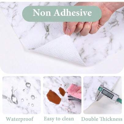 Marble Non-Adhesive Drawer Shelf Liner 30cm*900cm, Thickened Non Slip Waterproof Cabinet Cupboard Mat For Kitchen Bathroom Storage