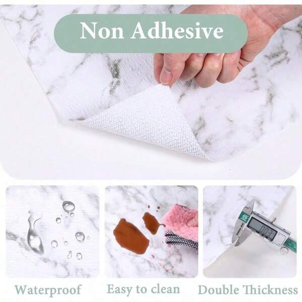 Marble Non-Adhesive Drawer Shelf Liner 30cm*900cm, Thickened Non Slip Waterproof Cabinet Cupboard Mat For Kitchen Bathroom Storage