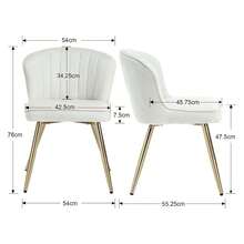 WAHSON OFFICE CHAIRS 4PCS Velvet Kitchen Chair Side Dining Chairs Armless Tub Chair With Metal Legs - Beige, 4 Pieces - View 4