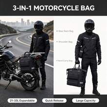 Ransel Motor Roll-Top Tahan Air dengan Anyaman MOLLE Taktis & Strip Reflektif Malam - Tas Komuter Bersepeda Multifungsi untuk Pemasangan Rak Belakang Skuter & Sepeda, Saku Depan Akses Cepat, Pegangan & Tali yang Dapat Diatur. - MultiWarna - View 5