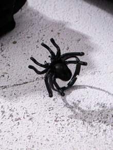 1 Piece Black Spider Adjustable Open Ring Gothic Style Halloween Party Costume Ring For Men Women - Black Spider Ring - View 2