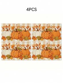 1/4/6pcs,Autumn Pumpkin Style Placemats,Non-Slip Square Style Table Mats,Washable,Kitchen Mats,Coffee Table Mats,Heat-Resistant Mats,Suitable For Weddings,Parties,Dining And Home Decor - Multicolor - View 11