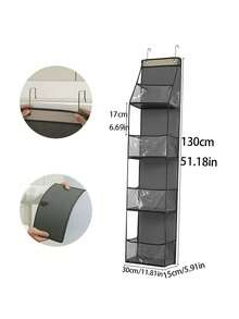 Bathroom Door Hanging Storage Bag, Multi-Purpose Door Back Organizer, Compartment Storage, Foldable Home Storage Bag, Wall-Mounted Multi-Layer Transparent Visible Storage Bag - Multicolor - View 15