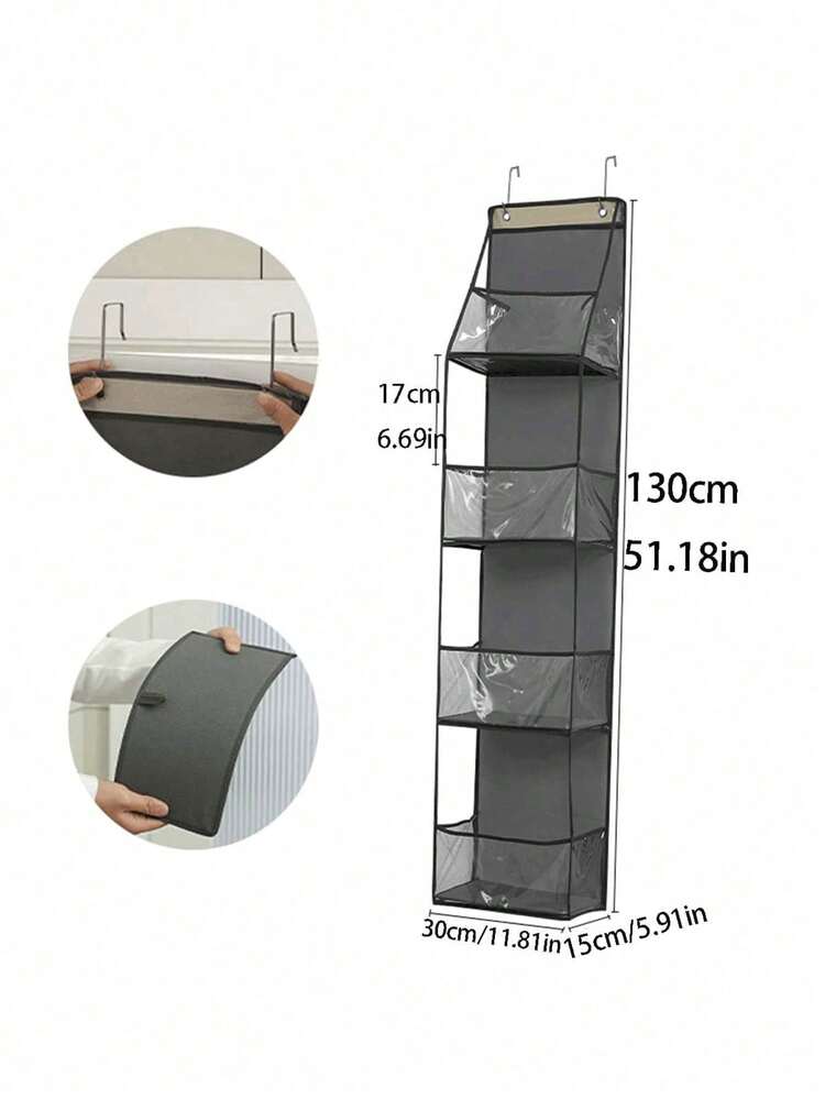 Bathroom Door Hanging Storage Bag, Multi-Purpose Door Back Organizer, Compartment Storage, Foldable Home Storage Bag, Wall-Mounted Multi-Layer Transparent Visible Storage Bag - Multicolor - View 14