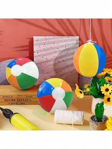 1/6 st färgglada uppblåsbara strandbollar i PVC, flytande poolflottör för vattenlekar och dekoration, flerfärgade flytande spelbollar, nödvändighet för trädgårdsgrillning och poolparty, strandvolleyboll, sommarlekar utomhus - Multifärgad - Visa 6