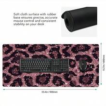 1pc Pink Glitter Leopard Print Pattern Mouse Pad Cute HD Rubber Desk Pad Extended Gaming Keyboard Mats Extra Large XXL Non-Slip Office & Gaming Mousepad - View 6