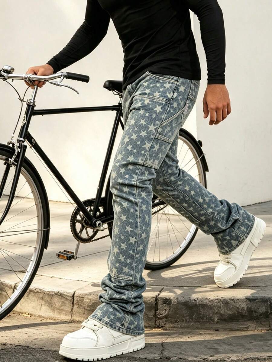 Men's Elastic Slim Fit Boot Pants Are Suitable For Going Out Or Daily Wear, Suitable For All Seasons - Navy Blue - View 1