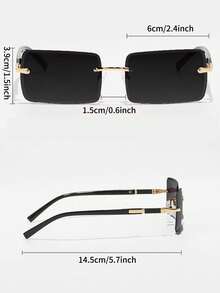 Vintage Rectangular Frameless Fashion Glasses, Classic Plastic Frame, Unisex, Suitable For Outdoor Travel, Beach, Casual - Multicolor - View 6