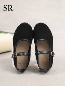 1 Pair Girls Black Mary Jane Shoes, Vintage Versatile Flat Shoes, Suitable For Daily And School Wear - Black - View 6