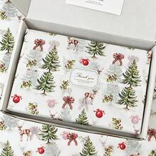 60/30/10 Sheets Christmas Pine Forest And Deer Pattern Tissue Paper With Matching Thank You Stickers, 1 Pack (8pcs) Thank You Stickers, 20*14 Inch Gift Wrapping Paper, Suitable For Christmas Decoration, Wedding, Thanksgiving, Birthday Gift Wrapping, Bouquet Wrapping, Gift Bag Filler And Party Gifts - Multicolor - View 10