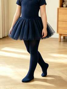 3雙女嬰純色天鵝絨修身舞 tights，柔軟耐勾的高彈性內搭褲 - 彩色 - 查看 5