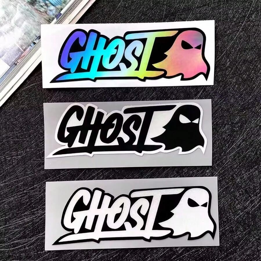 Cute Ghost Car Sticker, Body Decoration Sticker, Motorcycle Helmet Laser Reflective Creative Sunshade Anti-Scratch Sticker - 1 pcs - View 1