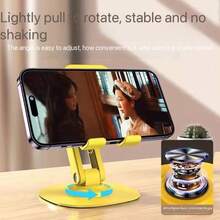 Dudukan Ponsel Meja Putar 360°, Dudukan Ponsel dan Tablet Lipat Universal dengan Bantalan Anti-Selip, Alas Logam Berbobot, Dapat Diatur Dua Sumbu, Dudukan Multifungsi Portabel untuk Meja Kantor, Kuning - MultiWarna - View 2
