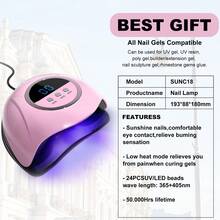 LIMEGIRL Lampu Kuku UV LED Profesional untuk Pengeringan Kutek Gel dengan Timer 30/60/90 detik dan Layar Digital, Pengeringan Cepat, Lampu Kuku untuk Rumah dan Salon, Desain Ruang Luas, Nyaman untuk Perawatan Tangan dan Kuku. - Berwarna merah muda - View 4