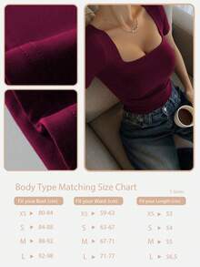 Casual Elegant Short Sleeve Square Neck Top, Suitable For Daily Wear, Commuting, Going Out, Spring/Summer - Plum Color - View 11