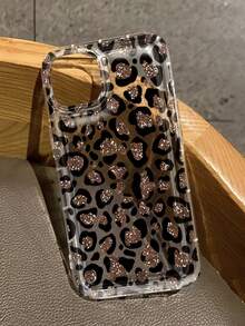 1pc Air Cushion Shockproof Transparent Minimalist Lens Protection Anti-Drop Anti-Collision Glitter Leopard Print Phone Case Personalized Compatible With Iphone 16 Pro Max/17/16/15/14 Plus/13/12/11/Air And Series - Multicolor - View 2