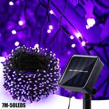 太陽能 LED 串燈戶外花園裝飾，仙女燈 5m/7m/12m/22m & 20/50/100/200 LED，防水 8 種燈光模式，太陽能串燈適用於聖誕節、派對、萬聖節、露營、婚禮、花園裝飾（白色/彩色/暖白色/紫色） - 墨綠色 - 查看 27