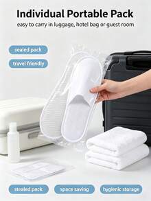 Disposable Indoor Plush Slippers, Hotel & Travel Universal Style, Soft & Non-Slip For Guests - One Size Fits All - View 4
