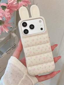 1個 3D 耳型亮面設計手機殼 適用於 Apple 13、17 系列 熱門韓風 15 Pro Max 手機殼 新款 - 白色 - 查看 1