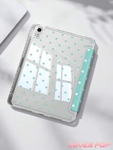 薄荷綠波點圖案平板保護殼，相容 iPad 9.7/10.2/10.5/10.9/12.9/Pro 11、第 10 代，相容 Galaxy Tab S6 Lite 10.4 吋，相容 Kindle Paperwhite 第 12 代 2024、Kindle (第 11 代 - 2024)，柔軟防摔，智慧支架/自動喚醒/睡眠，Y 型折疊平板保護套，多種觀看角度，返校禮物 - 彩色 - 查看 3