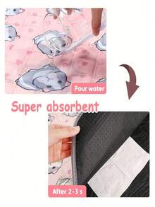 1/3pcs Guinea Pig Cage Mat, Cute Guinea Pig Print Reusable Washable Pet Pee Pad, Super Absorbent Waterproof Non-Slip Small Animal Cage Liner, Suitable For Guinea Pigs, Hamsters, Rabbits, Rabbit Cage Accessories - Pink - View 5