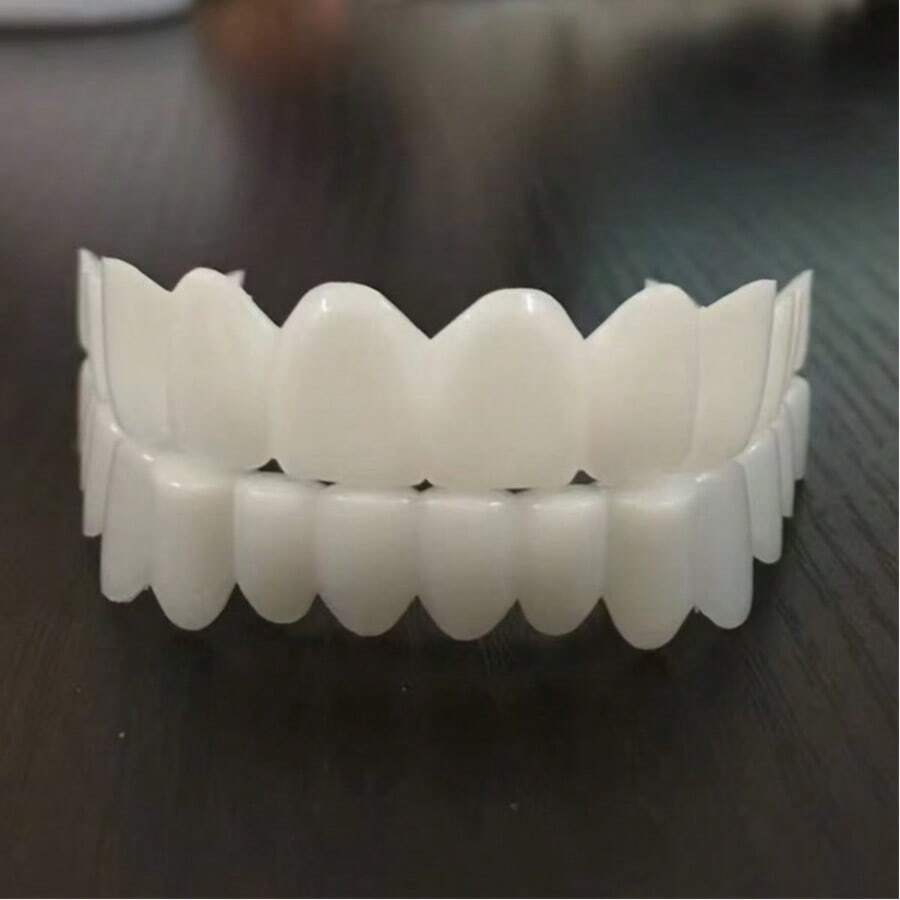 White Comfortable Fit Denture Veneers, Includes Upper And Lower Teeth Accessories, Unisex Easy-To-Use Dental Veneers - Multicolor - View 1