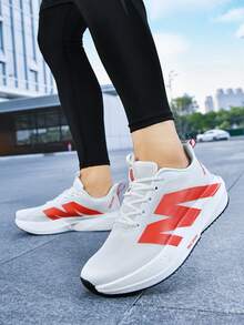 Women's Running Shoes - Breathable With Shock-Absorbing Design, Carbon Plate Suitable For Outdoor Sports, Training, Gym And More, All Season Wear - White and Red - View 9
