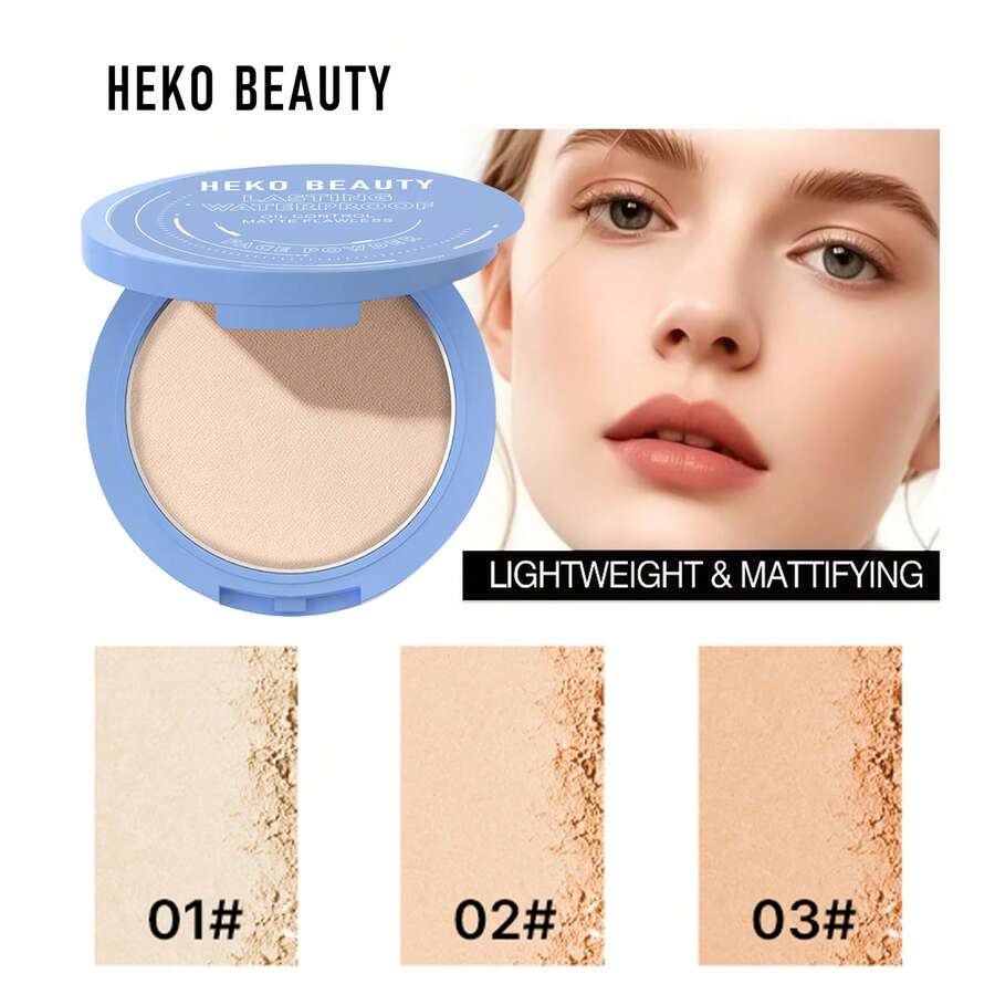 Oil Control Matte Flawless Lasting Waterproof Pressed Powder Face Makeup 10g - Multicolor - View 1